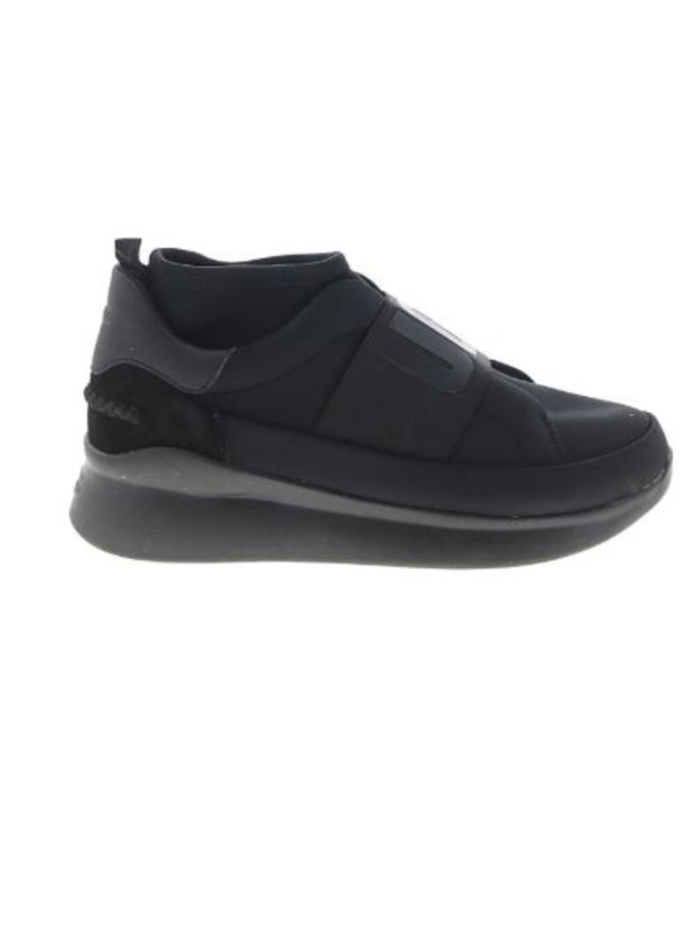 UGG Neutra Graphic Logo Sneakers Trainers Slip On Black Sz 7 Platform Neoprene - Picture 2 of 2